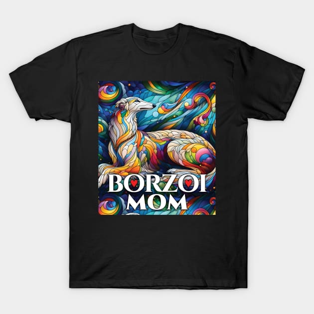 Borzoi mom, stained glass. I love borzois. T-Shirt by MrPila